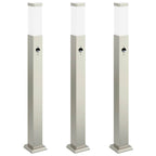 Bollard Lights with Sensor 3 pcs 80 cm Stainless Steel IP44