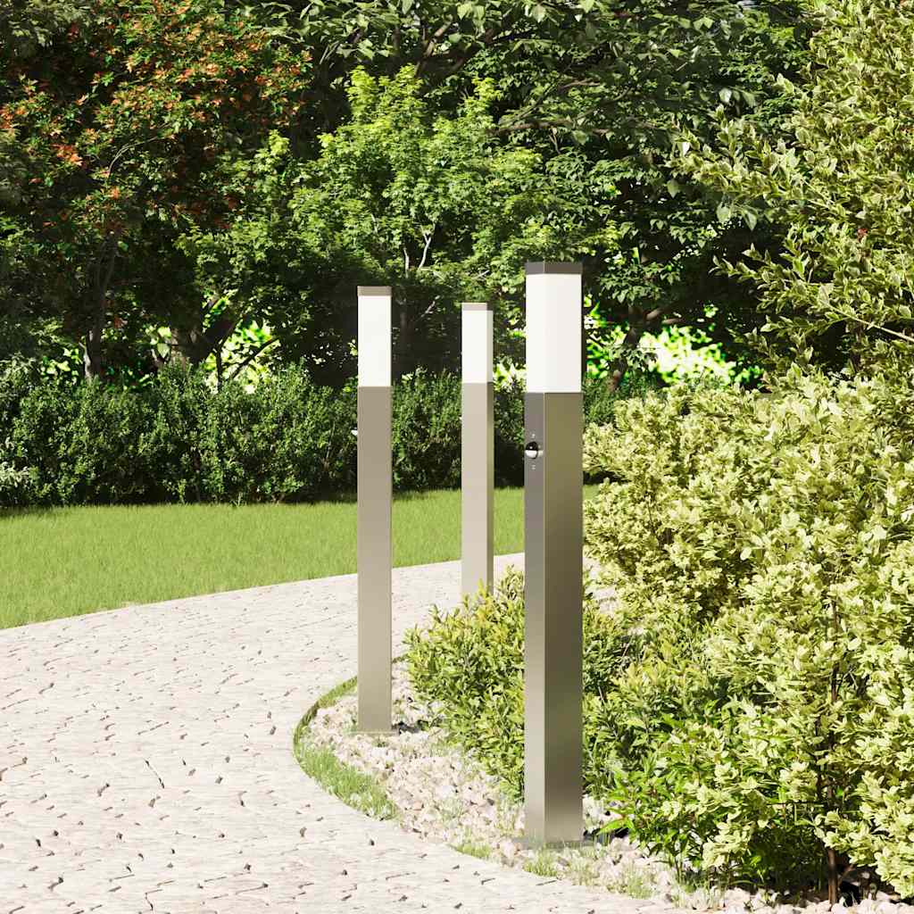 Bollard Lights with Sensor 3 pcs 80 cm Stainless Steel IP44