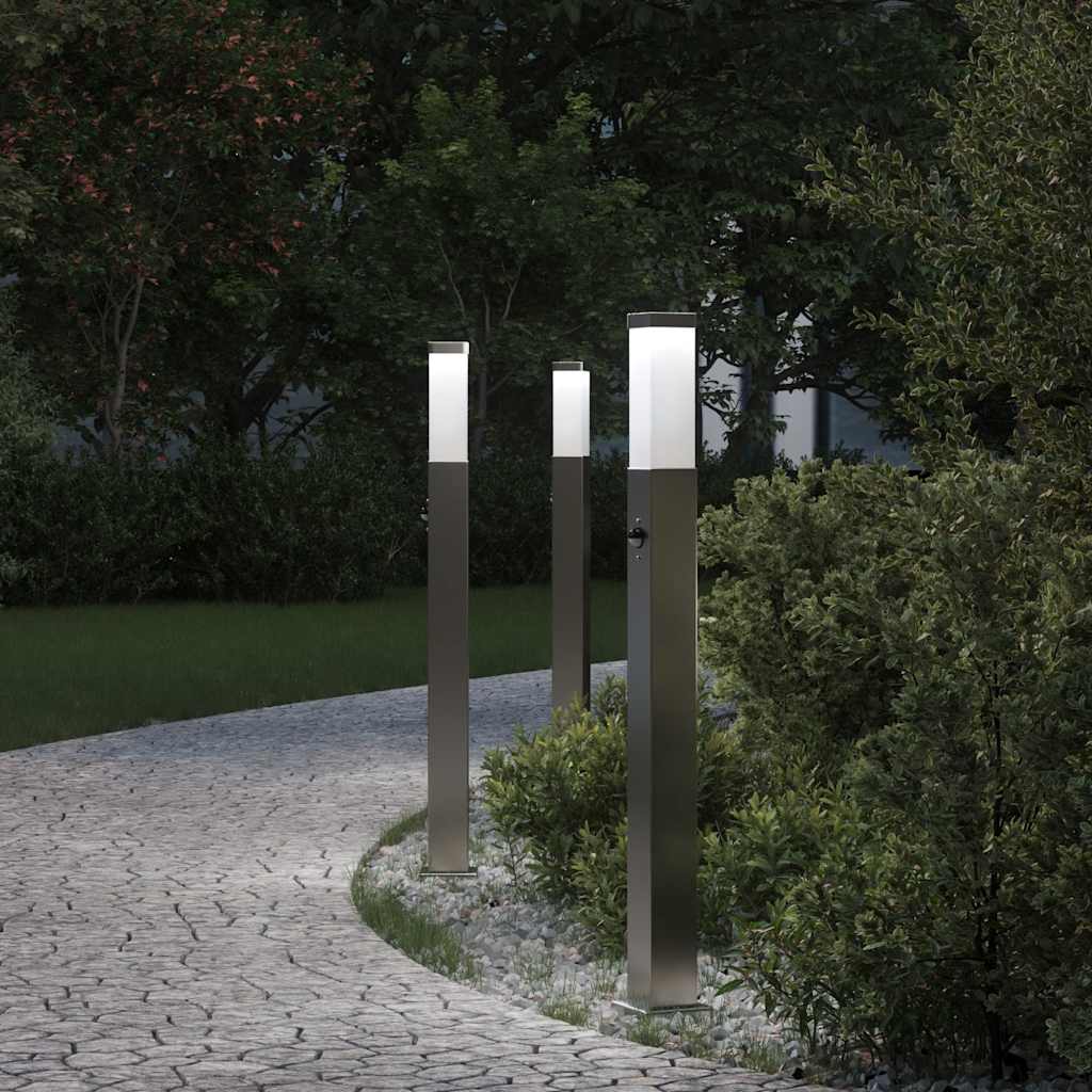 Bollard Lights with Sensor 3 pcs 80 cm Stainless Steel IP44