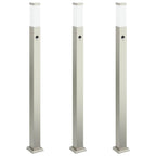 Bollard Lights with Sensor 3 pcs 110 cm Stainless Steel IP44