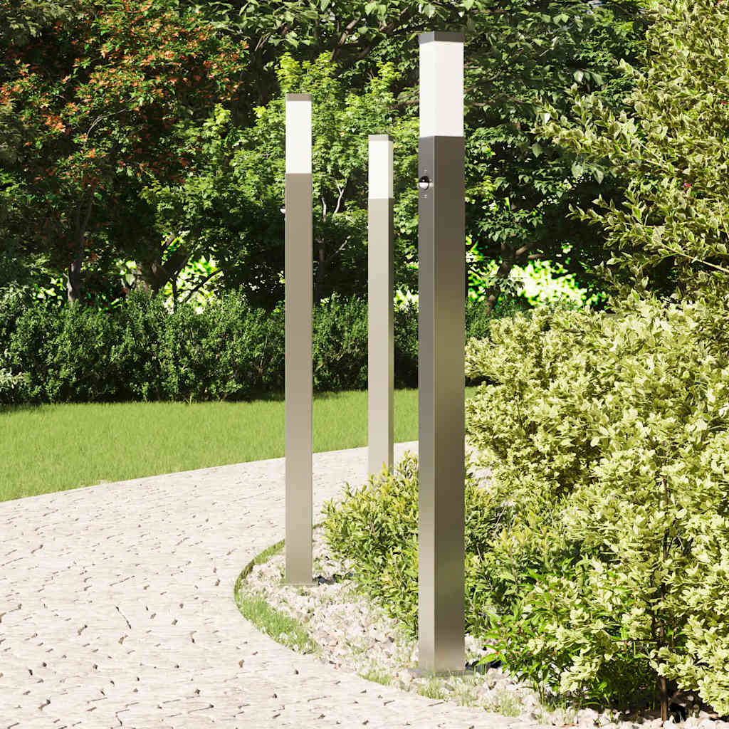 Bollard Lights with Sensor 3 pcs 110 cm Stainless Steel IP44