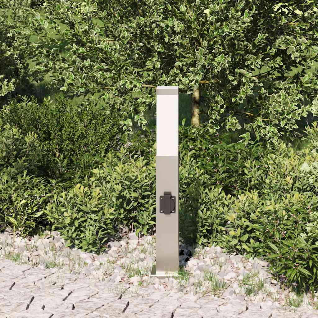 Bollard Light with Outlet 50 cm Stainless Steel IP44