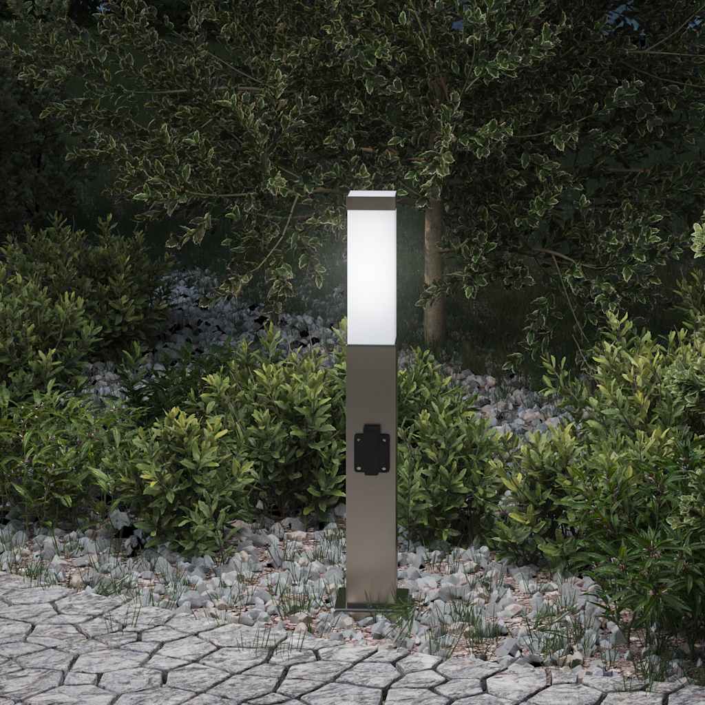 Bollard Light with Outlet 50 cm Stainless Steel IP44