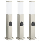 Bollard Lights with Outlet 3 pcs 50 cm Stainless Steel IP44