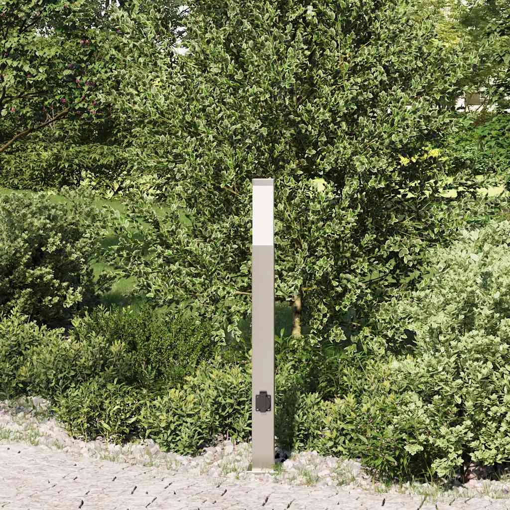 Bollard Light with Outlet 80 cm Stainless Steel IP44