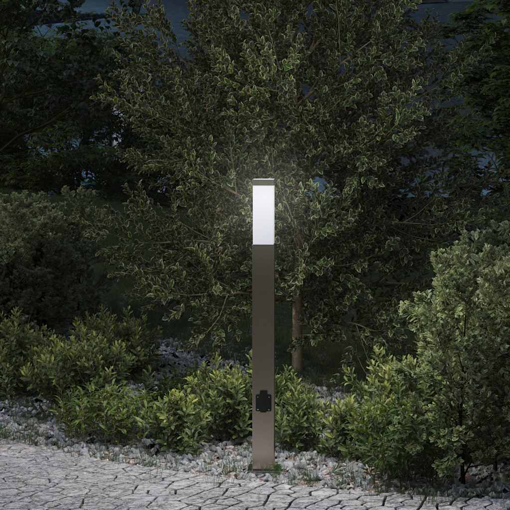 Bollard Light with Outlet 80 cm Stainless Steel IP44