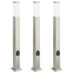 Bollard Lights with Outlet 3 pcs 80 cm Stainless Steel IP44