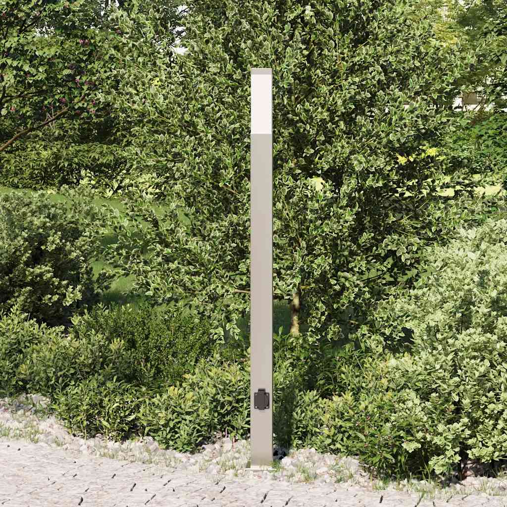Bollard Light with Outlet 110 cm Stainless Steel IP44