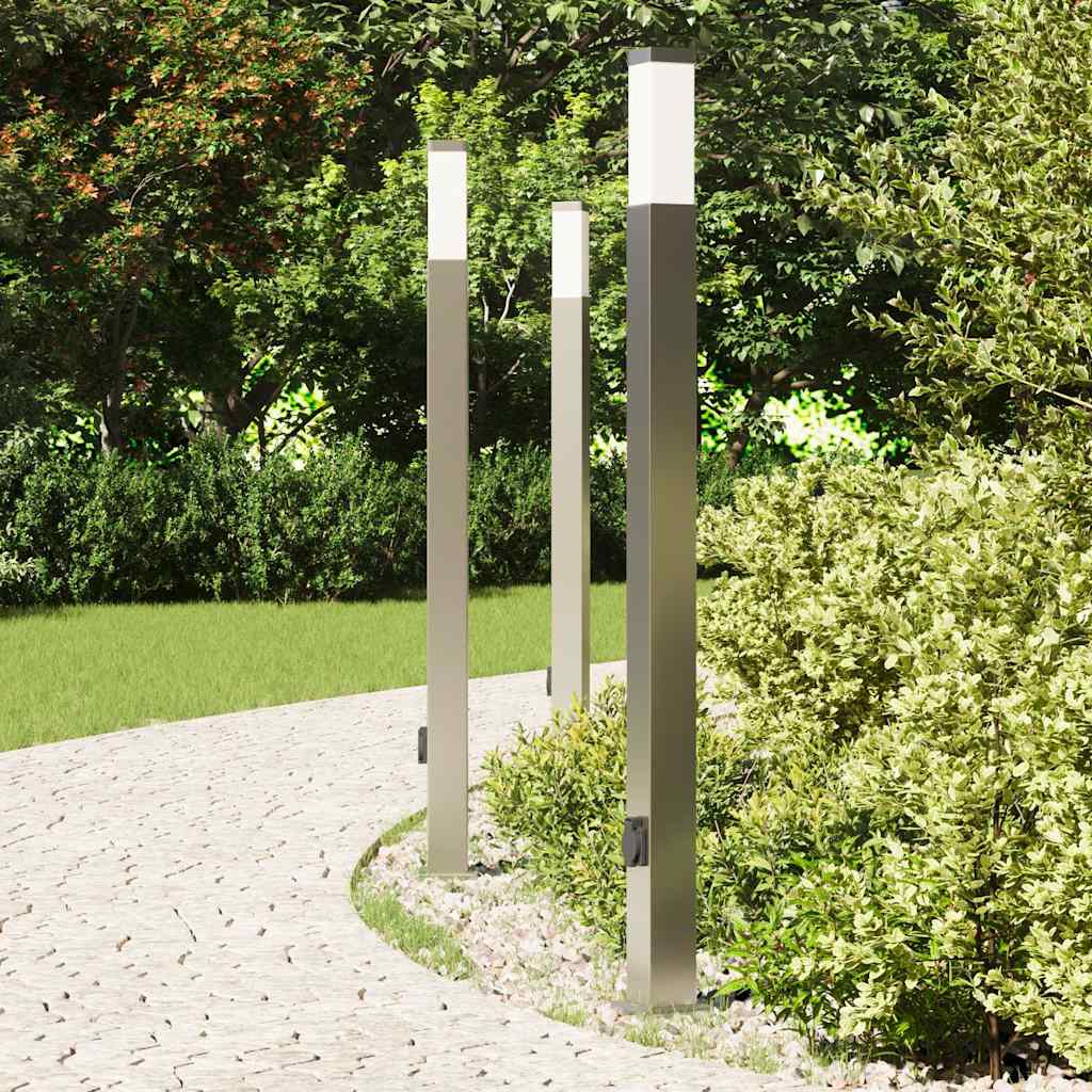 Bollard Lights with Outlet 3 pcs 110 cm Stainless Steel IP44