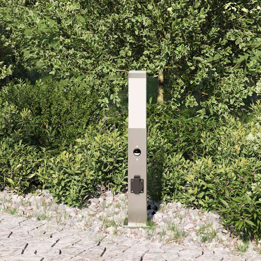 Bollard Light with Sensor&Outlet 50 cm Stainless Steel IP44