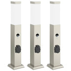 Bollard Lights with Sensor&Outlet 3 pcs 50 cm Stainless Steel IP44