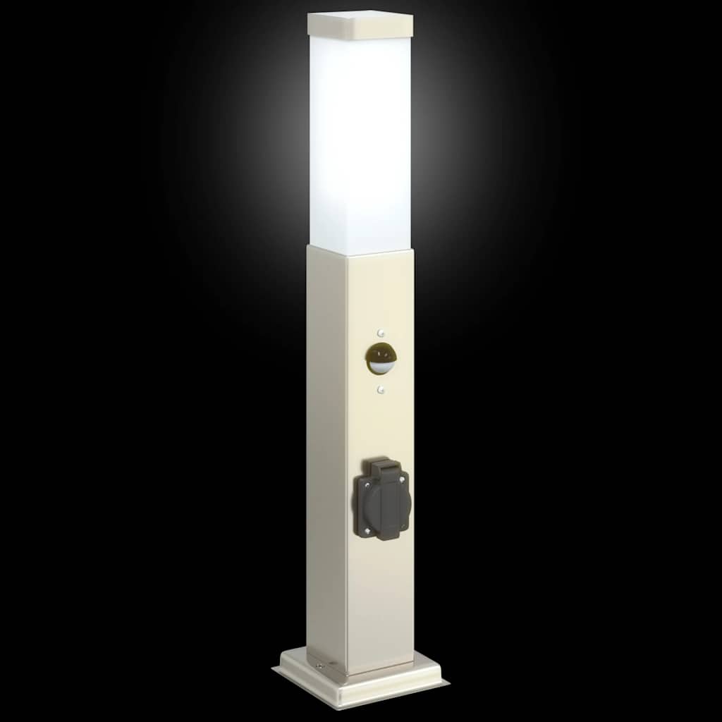 Bollard Lights with Sensor&Outlet 3 pcs 50 cm Stainless Steel IP44