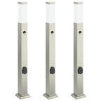 Bollard Lights with Sensor&Outlet 3 pcs 80 cm Stainless Steel IP44