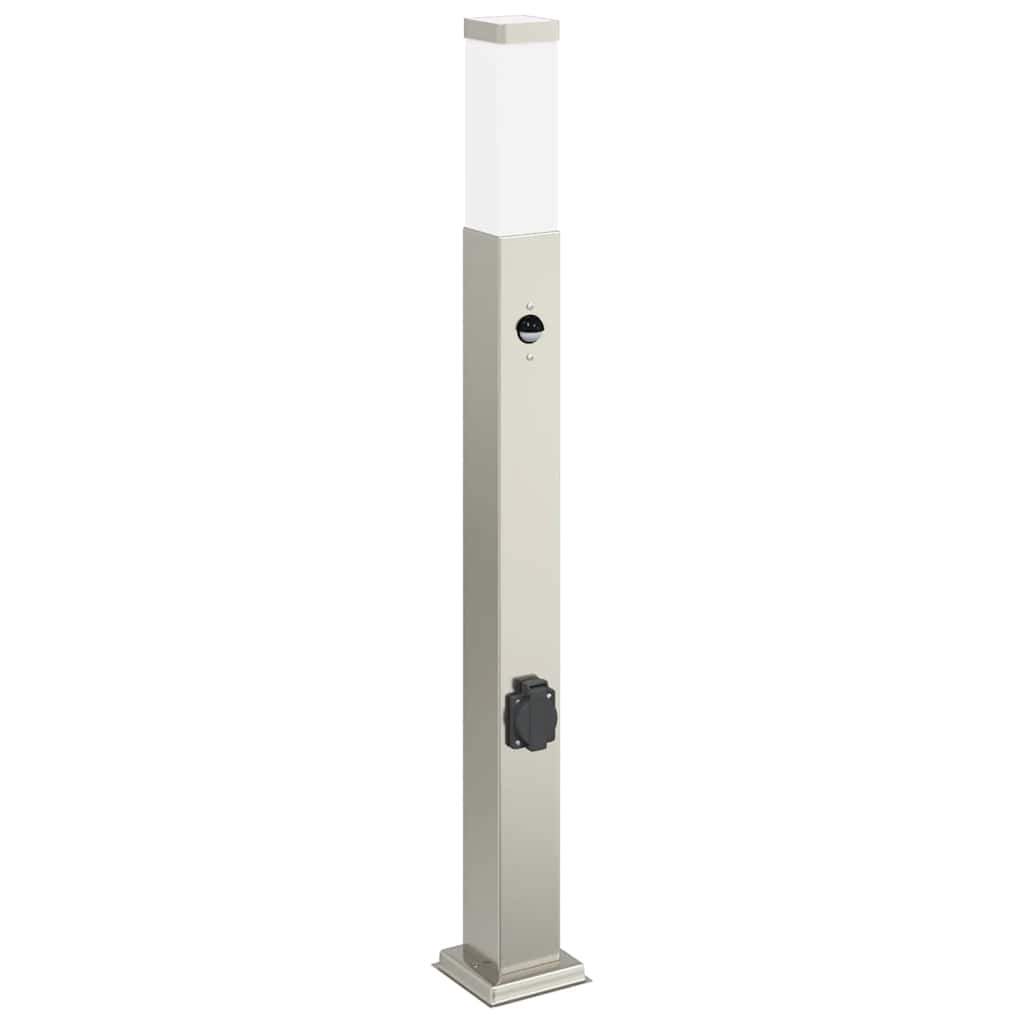 Bollard Lights with Sensor&Outlet 3 pcs 80 cm Stainless Steel IP44