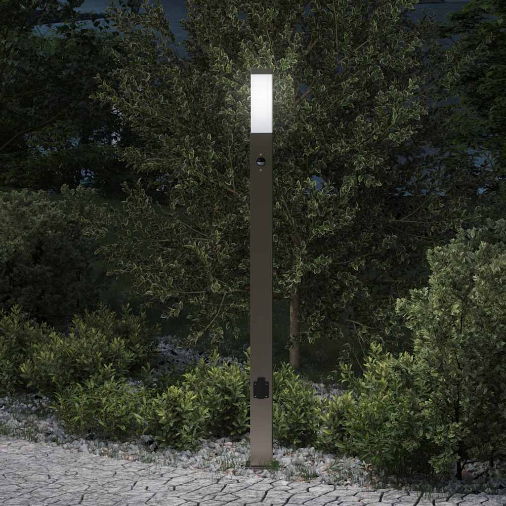 Bollard Light with Sensor&Outlet 110 cm Stainless Steel IP44