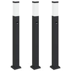 Bollard Lights with Sensor 3 pcs 80 cm Black IP44