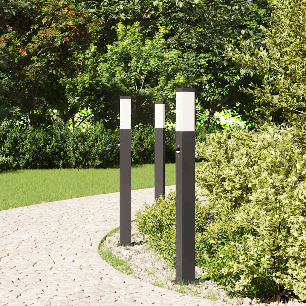 Bollard Lights with Sensor 3 pcs 80 cm Black IP44