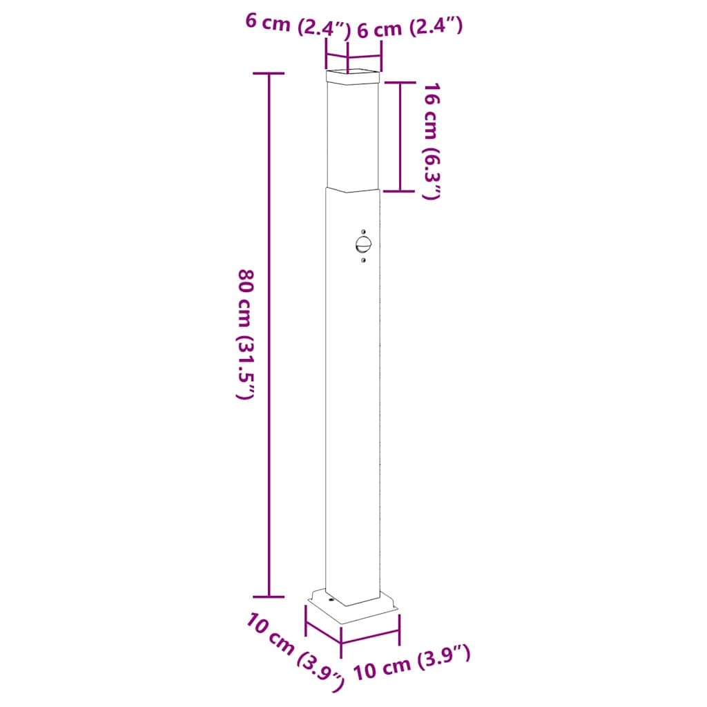 Bollard Lights with Sensor 3 pcs 80 cm Black IP44