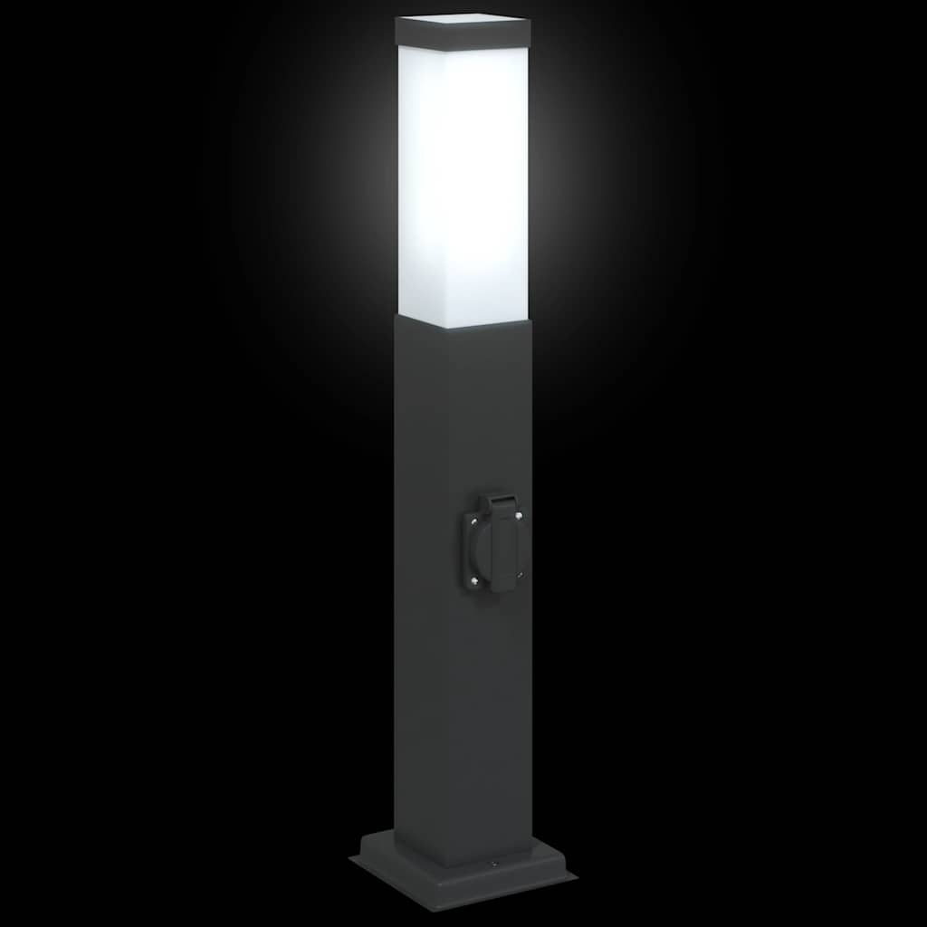 Bollard Light with Outlet 50 cm Black IP44