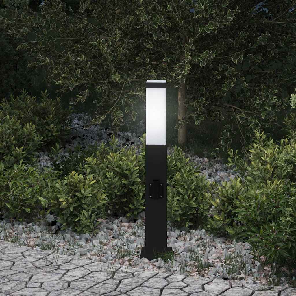 Bollard Light with Outlet 50 cm Black IP44