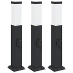 Bollard Lights with Outlet 3 pcs 50 cm Black IP44