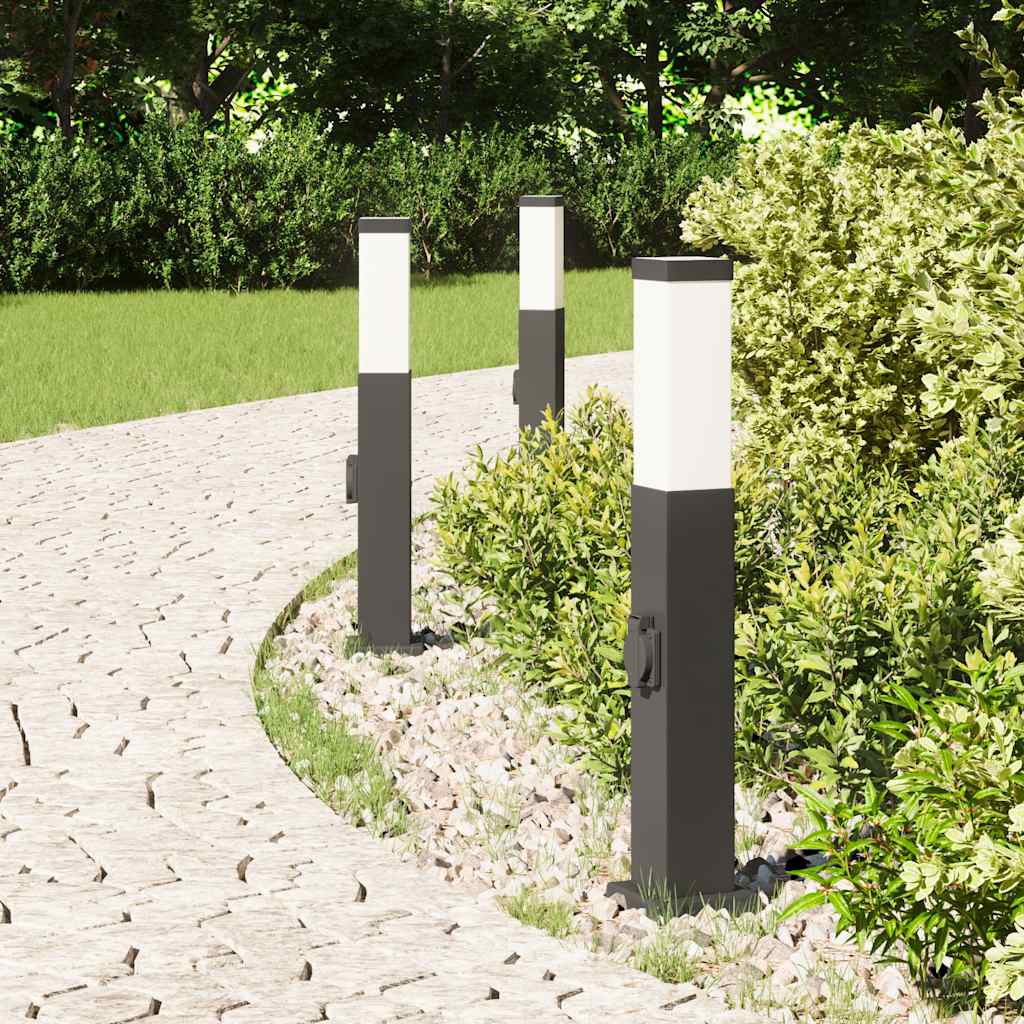 Bollard Lights with Outlet 3 pcs 50 cm Black IP44