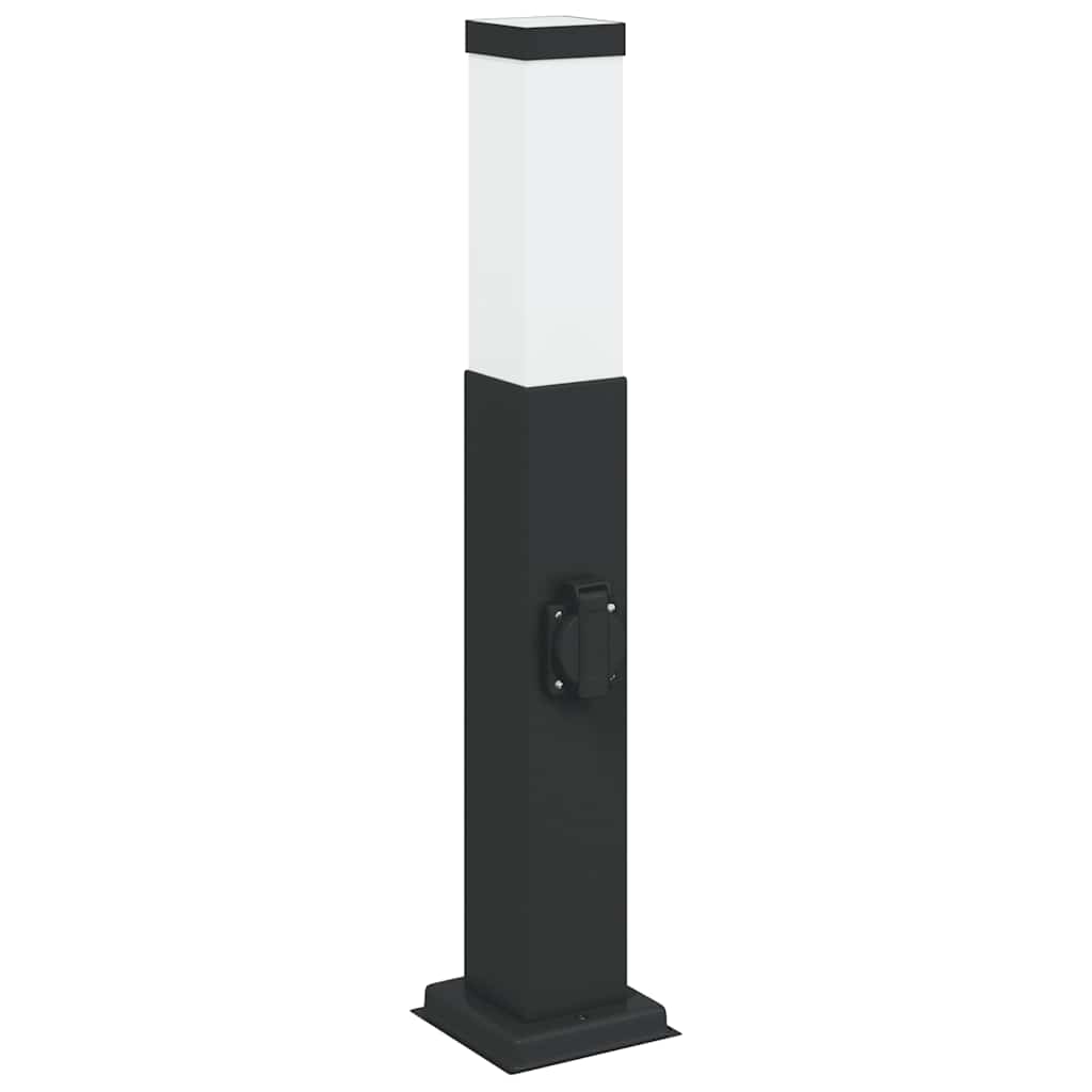Bollard Lights with Outlet 3 pcs 50 cm Black IP44