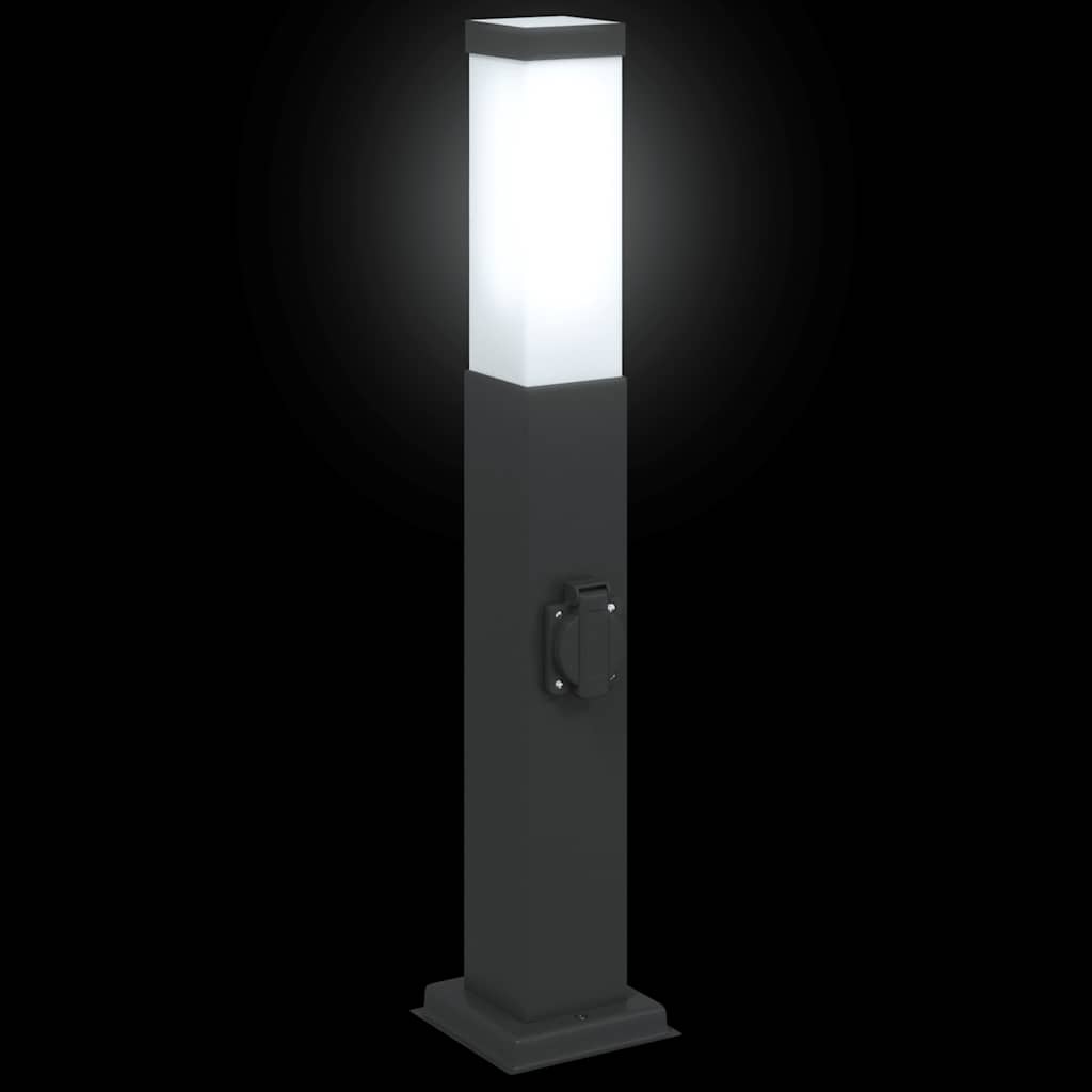 Bollard Lights with Outlet 3 pcs 50 cm Black IP44