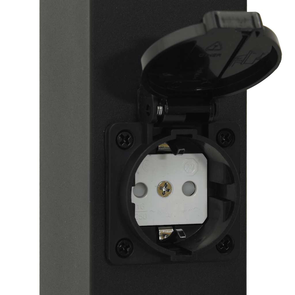 Bollard Lights with Outlet 3 pcs 50 cm Black IP44