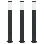 Bollard Lights with Outlet 3 pcs 80 cm Black IP44