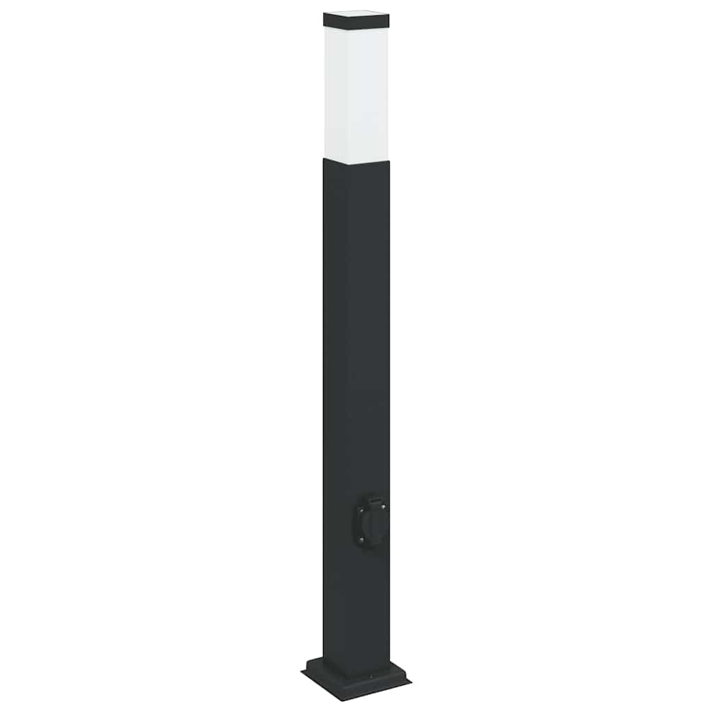 Bollard Lights with Outlet 3 pcs 80 cm Black IP44