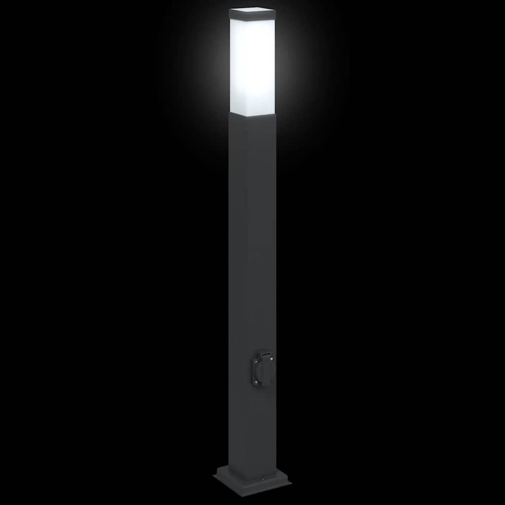 Bollard Lights with Outlet 3 pcs 80 cm Black IP44