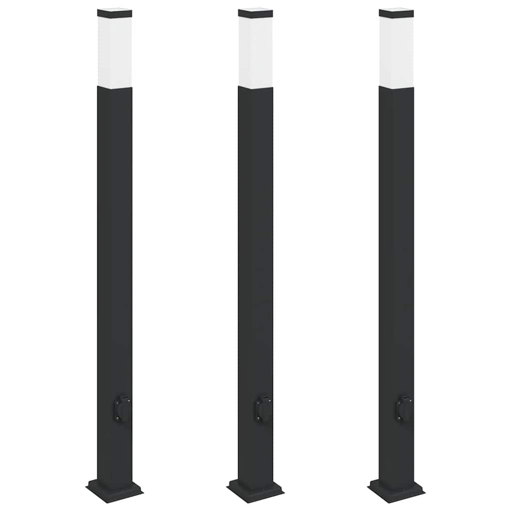 Bollard Lights with Outlet 3 pcs 110 cm Black IP44