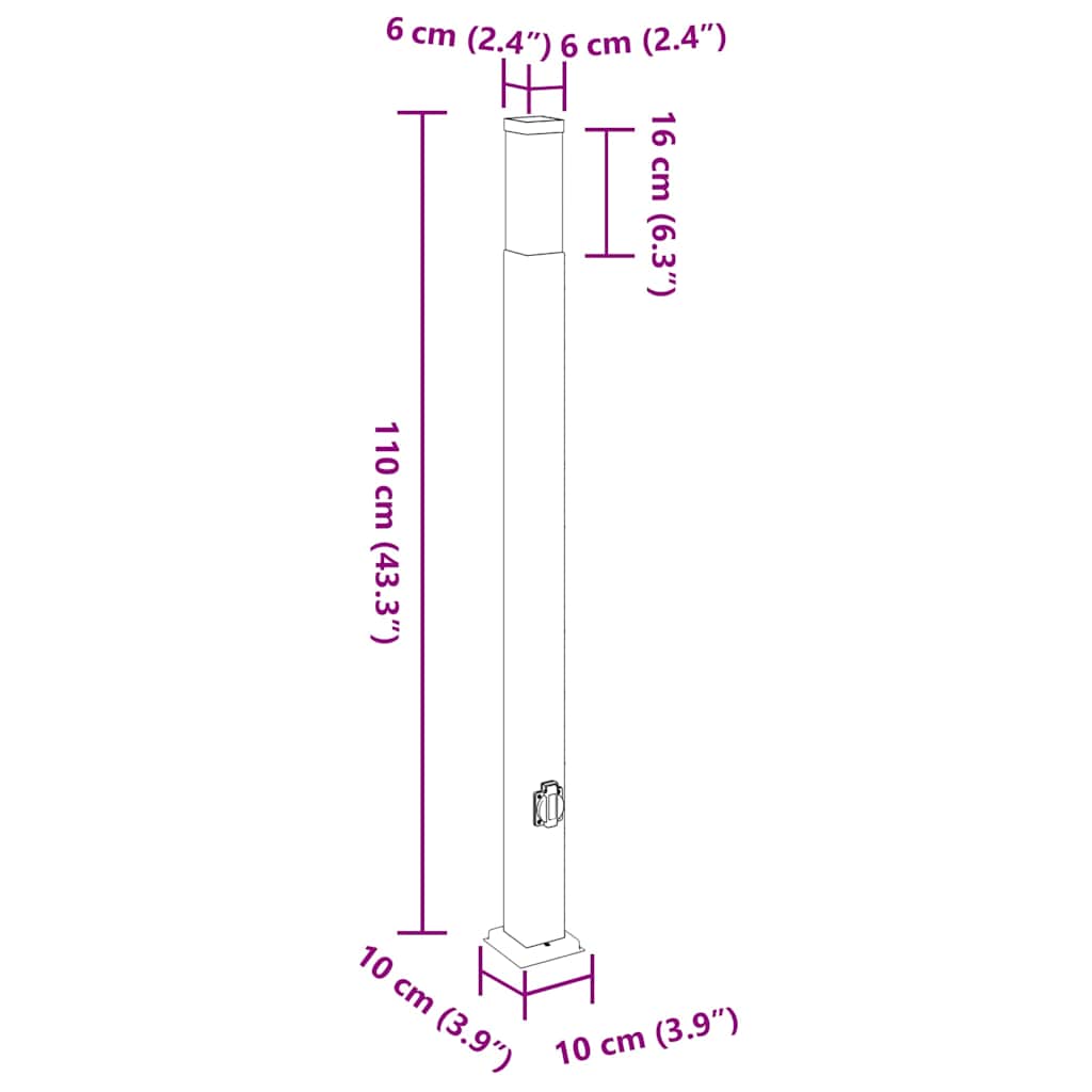 Bollard Lights with Outlet 3 pcs 110 cm Black IP44