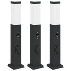 Bollard Lights with Sensor&Outlet 3 pcs 50 cm Black IP44