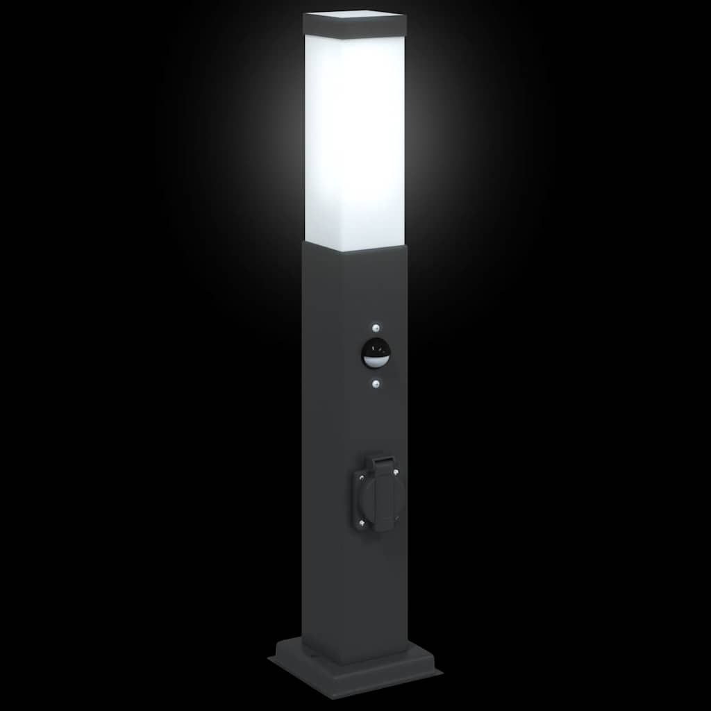 Bollard Lights with Sensor&Outlet 3 pcs 50 cm Black IP44