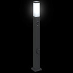 Bollard Light with Sensor&Outlet 80 cm Black IP44