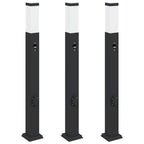 Bollard Lights with Sensor&Outlet 3 pcs 80 cm Black IP44
