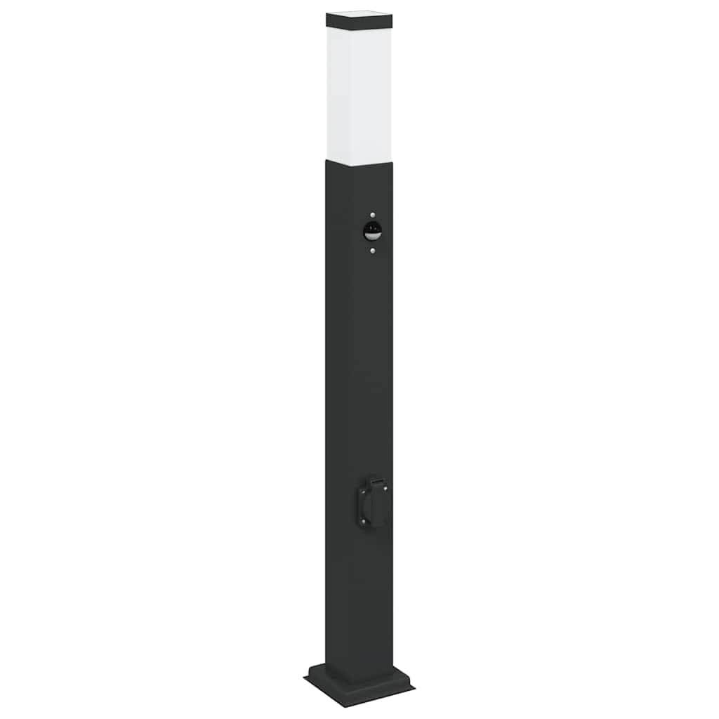 Bollard Lights with Sensor&Outlet 3 pcs 80 cm Black IP44