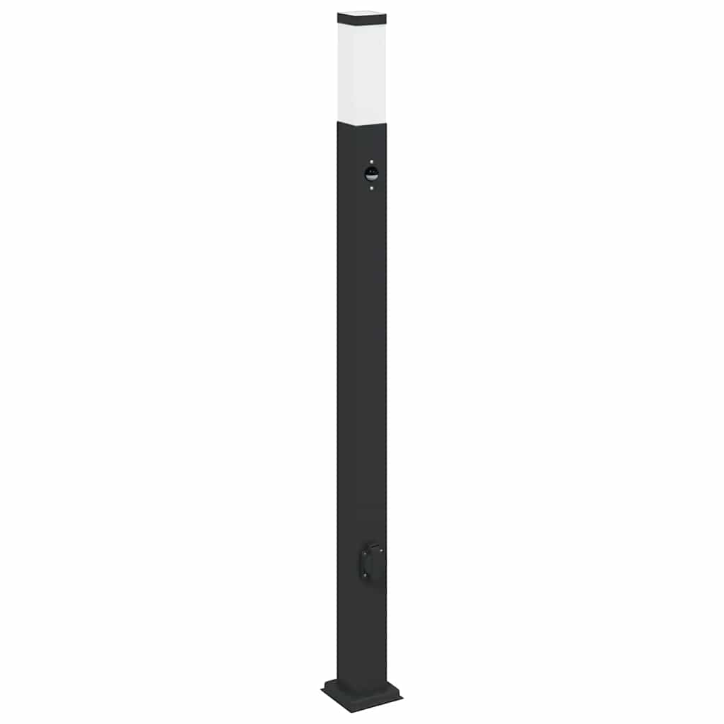 Bollard Light with Sensor&Outlet 110 cm Black IP44