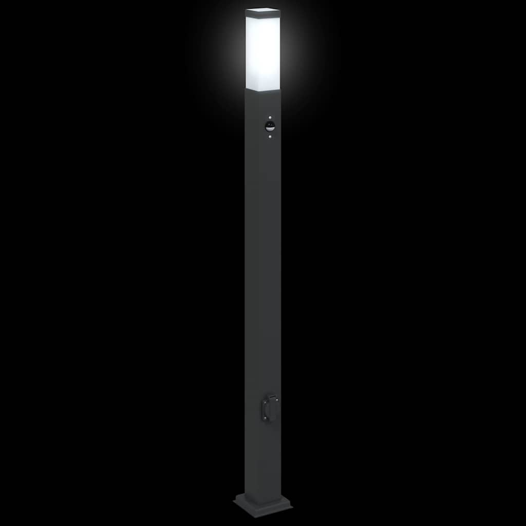 Bollard Lights with Sensor&Outlet 3 pcs 110 cm Black IP44