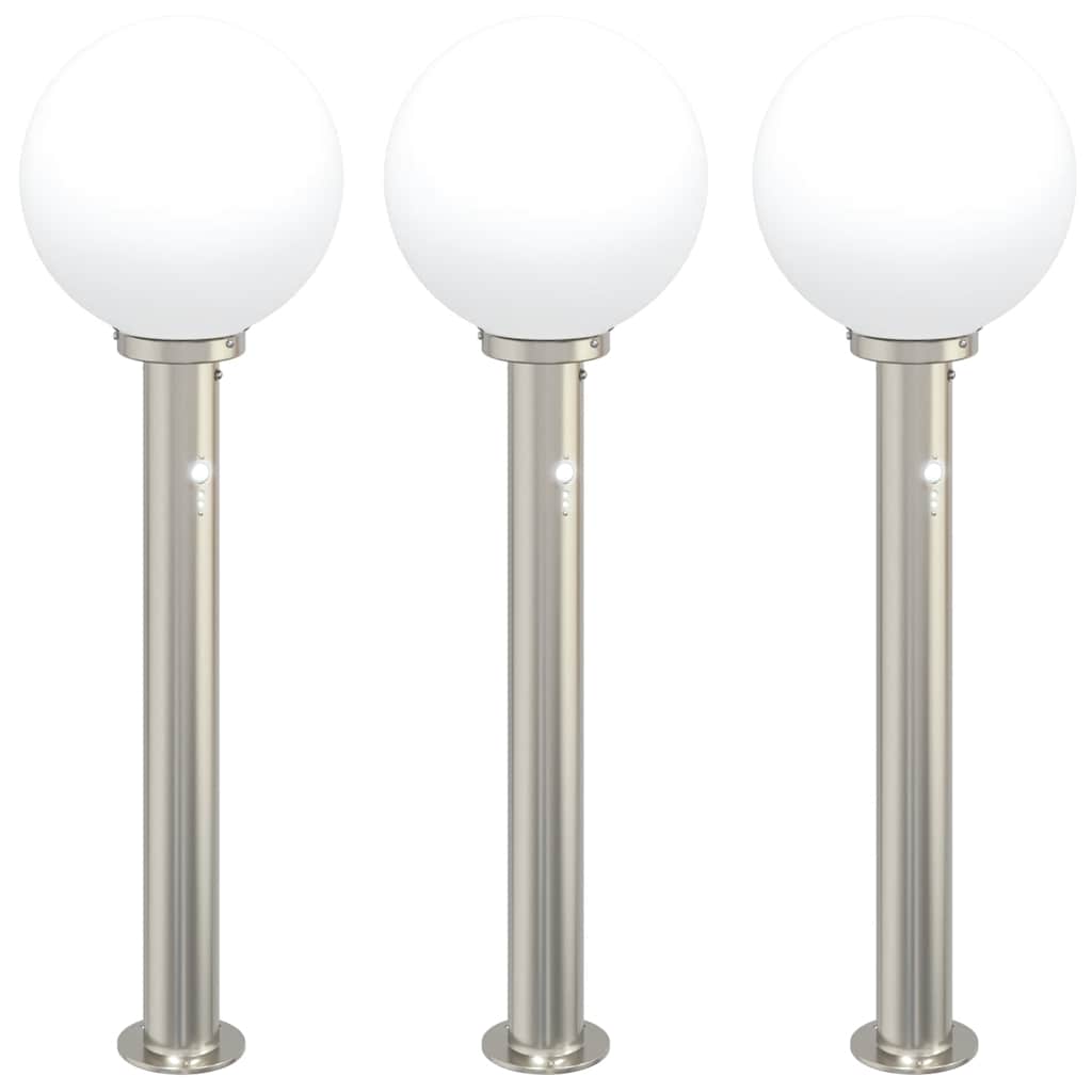 Bollard Lights with Sensor 3 pcs 80 cm Stainless Steel IP44