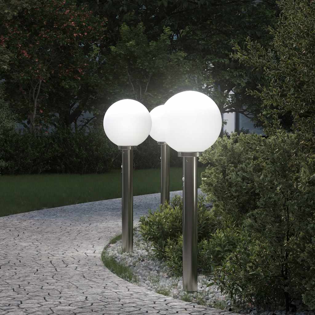 Bollard Lights with Sensor 3 pcs 80 cm Stainless Steel IP44
