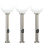 Bollard Lights with Outlet 3 pcs 80 cm Stainless Steel IP44