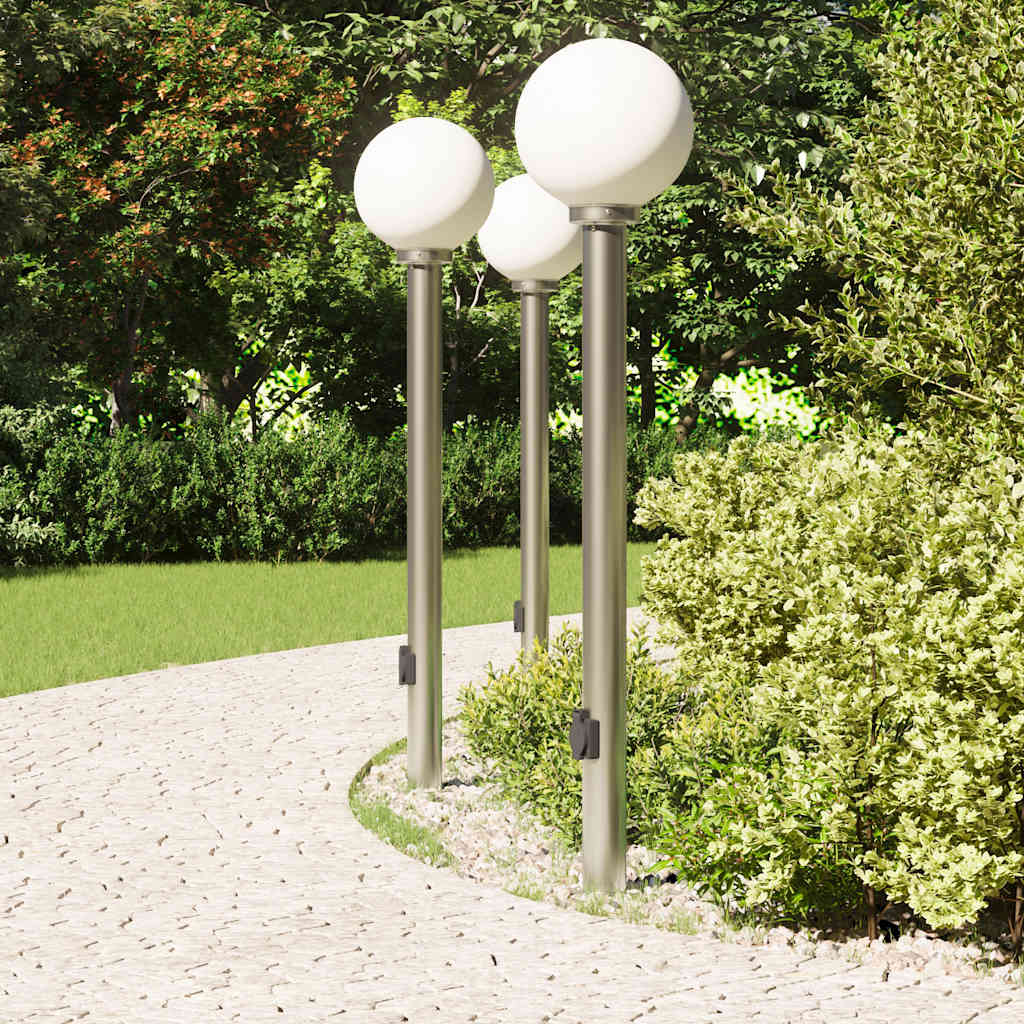 Bollard Lights with Outlet 3 pcs 120 cm Stainless Steel IP44