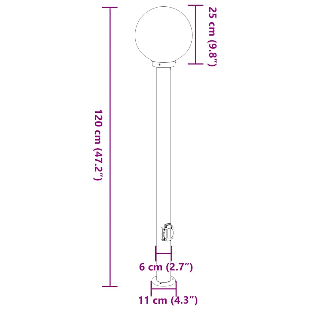 Bollard Lights with Outlet 3 pcs 120 cm Stainless Steel IP44