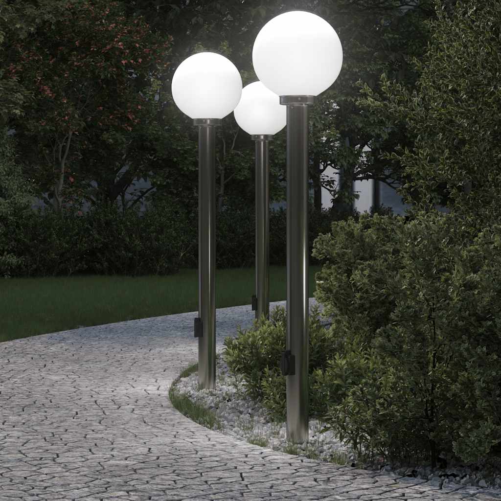 Bollard Lights with Outlet 3 pcs 120 cm Stainless Steel IP44