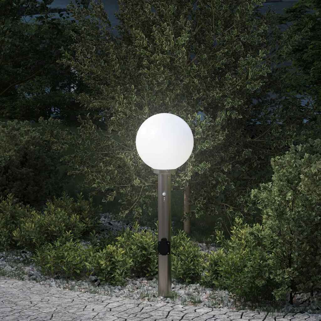 Bollard Light with Sensor&Outlet 80 cm Stainless Steel IP44