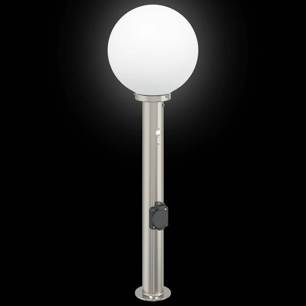 Bollard Lights with Sensor&Outlet 3 pcs 80 cm Stainless Steel IP44