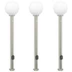 Bollard Lights with Sensor&Outlet 3 pcs 120 cm Stainless Steel IP44